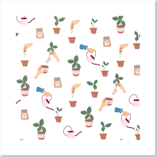Pattern with home gardening elements Posters and Art